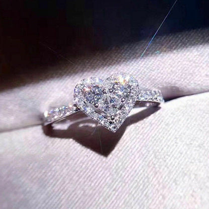 European & American Creative Love Zircon Ring | Modern Geometric Heart Statement Ring | Sparkling AAA Zirconia Fashion Ring | Unique Anniversary & Promise Jewelry