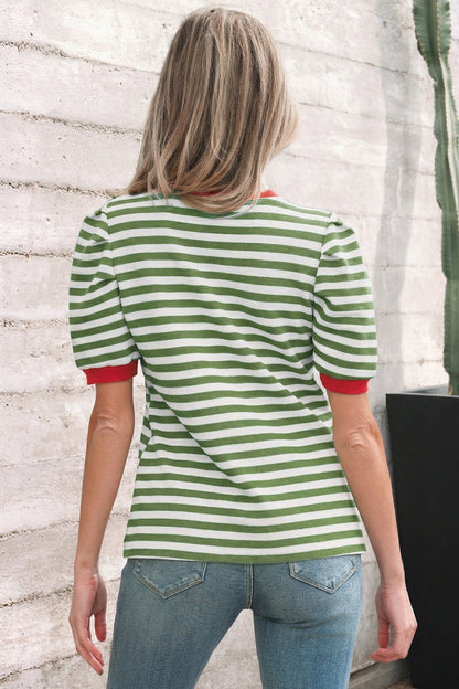 Threaded Pear Joy Sleeve Contrast Trim Tee