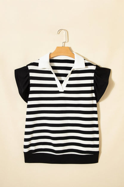 Threaded Pear Lilith Ruffled Short Sleeve Blouse