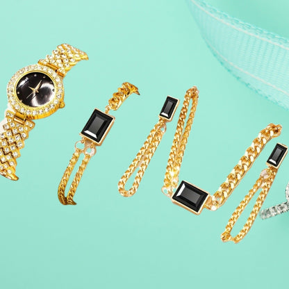 Colorful Crystal Quartz Watch & Jewelry Set | Luxury Sparkling Women’s Timepiece Suite | Elegant Multi-Color Rhinestone Watch Gift Set | Trendy Jewelry Suit with Bracelet & Earrings | 2026 High-Fashion Women’s Accessory Set