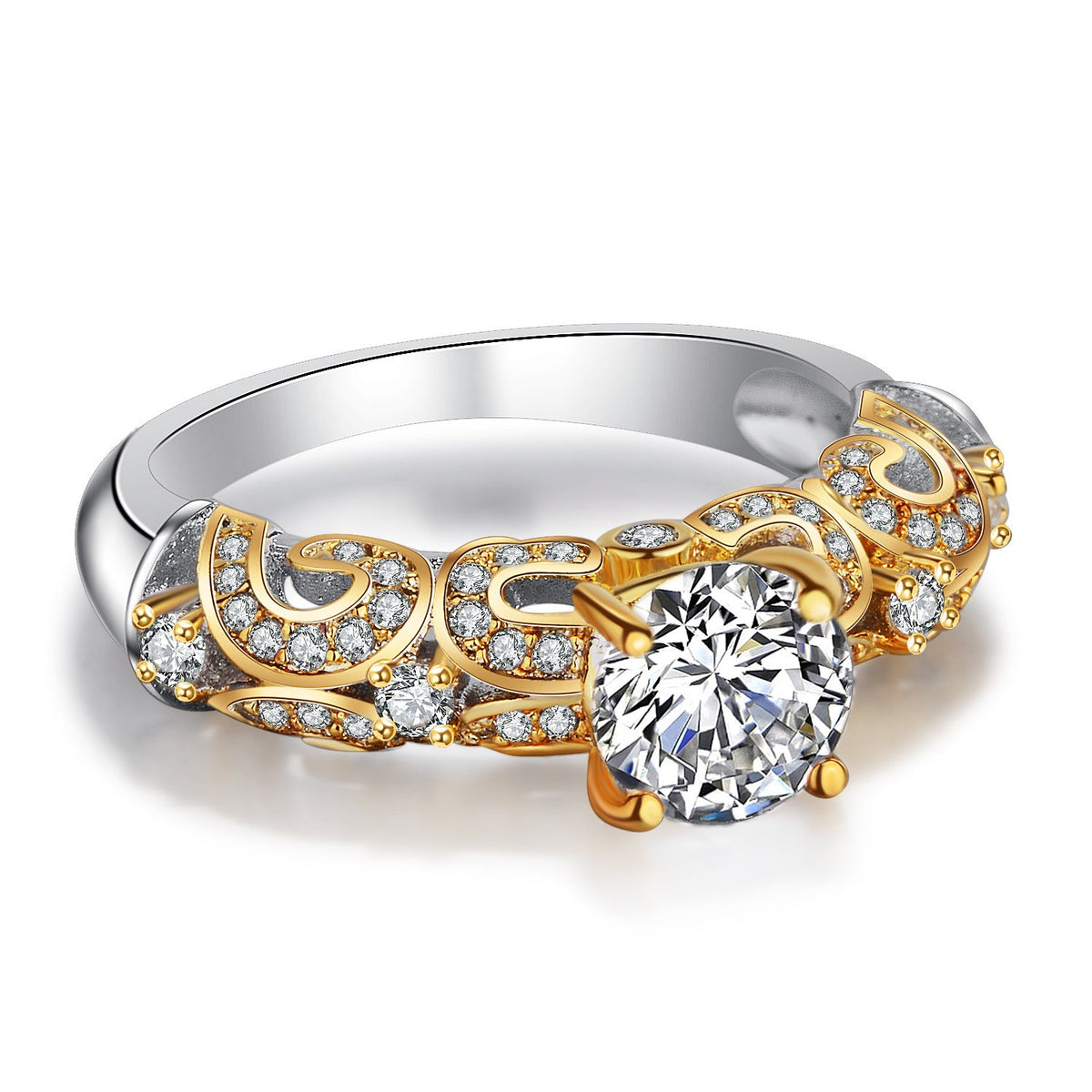 Classic Four-Claw Inlay Simulation Diamond Ring | Premium Zircon Brilliant Cut Engagement Ring | High-Sense Luxury Solitaire Ring for Women | Elegant Wedding & Anniversary Jewelry