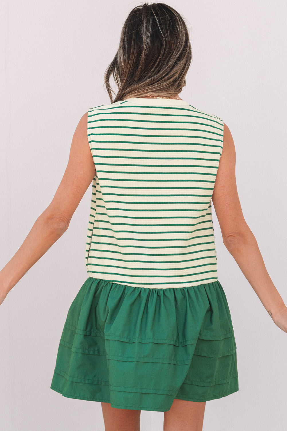 Threaded Pear Dorothy Woven Ruffled Sleeveless Mini Dress