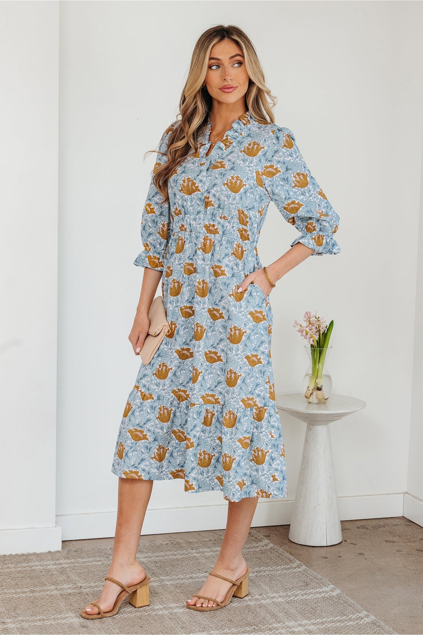Threaded Pear Rosalee Bracelet Sleeve Long Dress