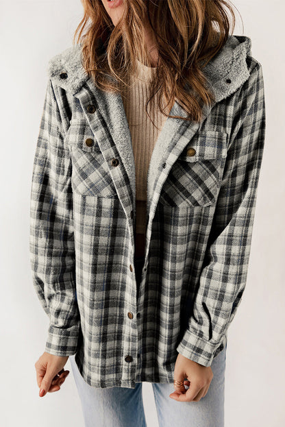 Threaded Pear Evelyn Sherpa Lined Hooded Shacket