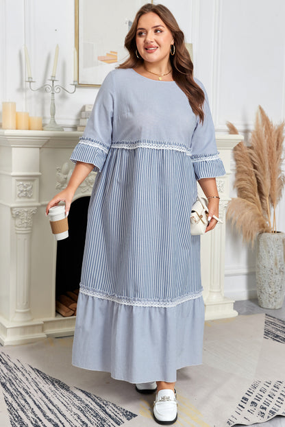 Threaded Pear Amy Patchwork Shift Long PLUS Dress