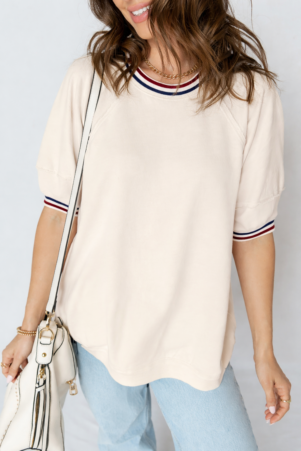 Threaded Pear Haisley Sleeve Loose Tunic Top