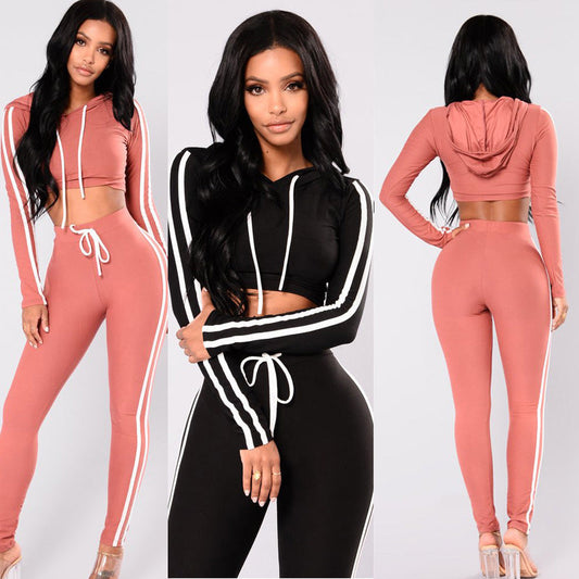 Women’s Slim-Fit Tracksuit Set | High-Sense Crop Top Hoodie & Sweatpants Duo | Trendy Minimalist Casual Slim-Wear Suit | Luxury-Label Statuesque Radiant Apparel | 2026 High-Fashion Emerald-Luxe Essential
