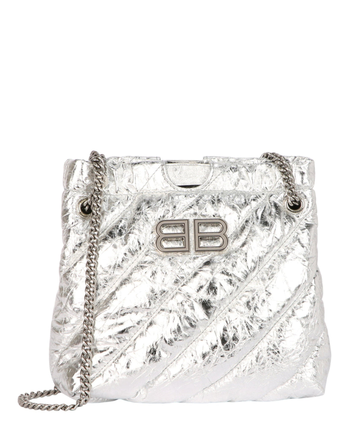 Balenciaga Xs Metallized Quilted Crush Tote Bag