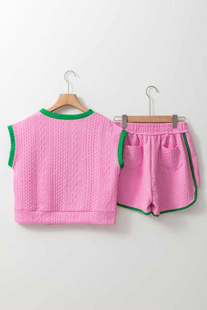Threaded Pear Lina Trim Cable Textured Shorts