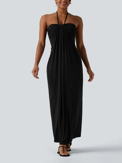 Creator’s Pick Halter Tie Back Maxi Dress with Pockets