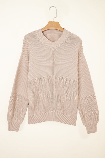 Threaded Pear Delaney Texture Knitted Puff Sleeve Sweater
