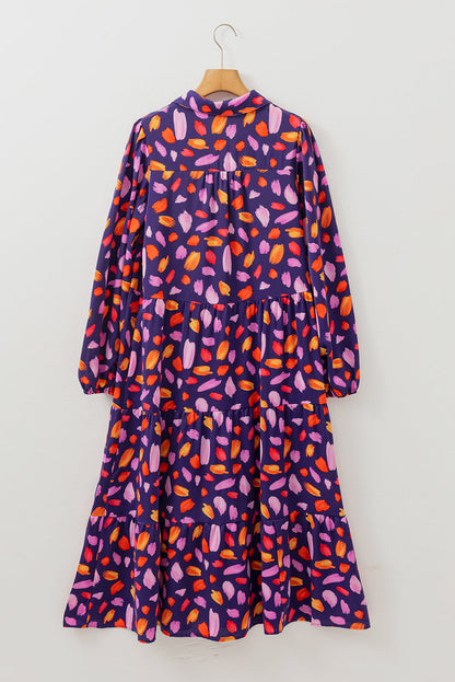 Threaded Pear Alina Collared Tiered Long Dress
