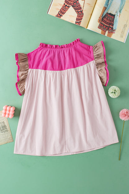 Threaded Pear Maci Ruffled Sleeve Frill V Neck Blouse