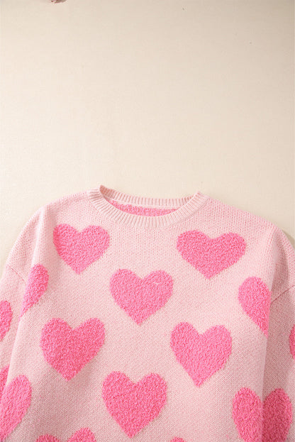Threaded Pear Cali Heart Jacquard Knit Sweater