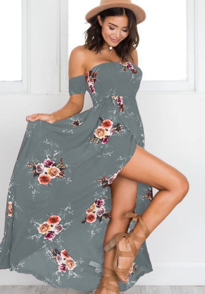 Women’s Boho Style Off-Shoulder Long Dress | High-Sense Beach Summer Gown | Trendy Minimalist Tropical Silhouette Dress | Luxury-Label Statuesque Resort Wear | 2026 High-Fashion Radiant Vacation Essential