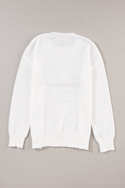 Threaded Pear Robin Glitter Print Casual Sweater