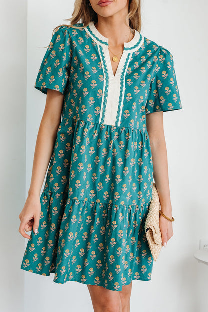 Threaded Pear Clover Short Sleeve Floral Dress