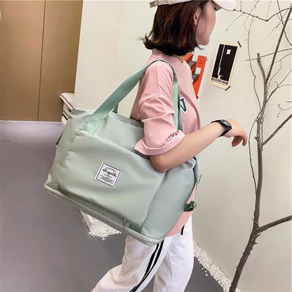 Foldable Large Capacity Travel Bag for Women | Waterproof Oxford Gym & Fitness Tote | Expandable Weekender Overnight Bag | Portable Lightweight Carry-on for Travel & Hospital