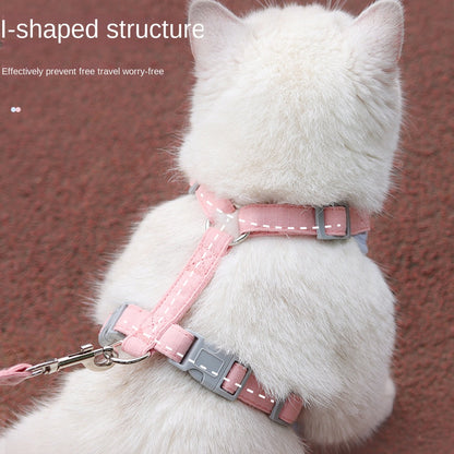 Cat traction rope to prevent breaking free cat chest harness for outdoor walking cat rope