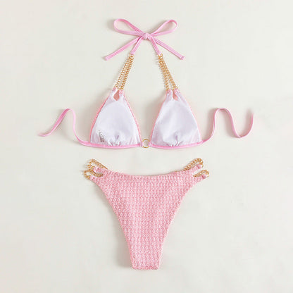 Sexy Chain Halter Two-Piece Swimsuit Women's Beach Bikini Hot