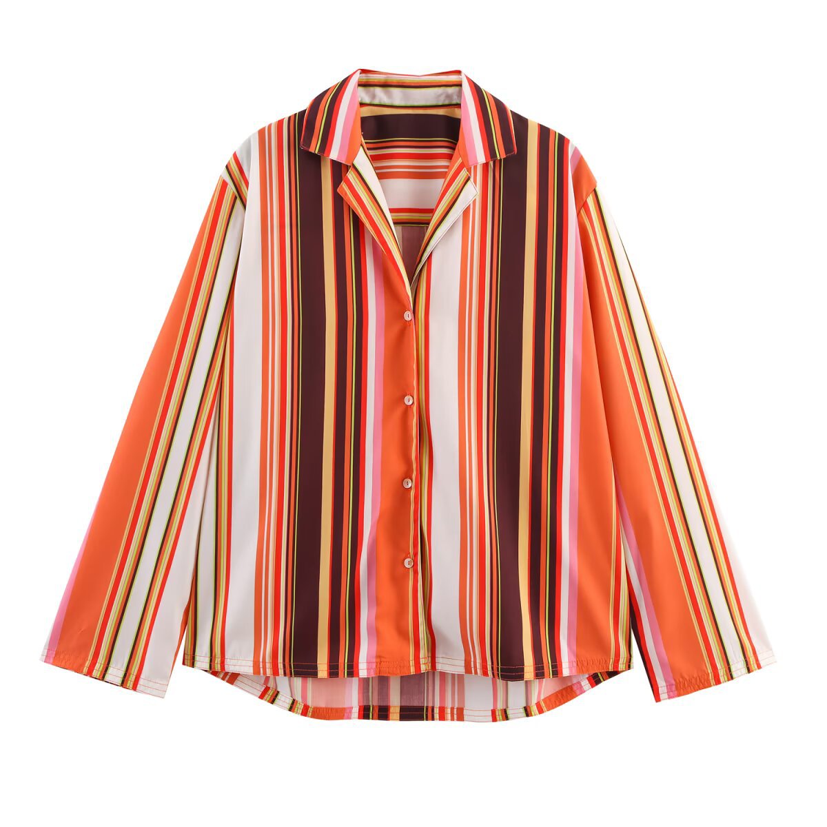 Striped pajama style shirt+pants set