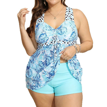 Back cross wave point suspender Tankini swimsuit