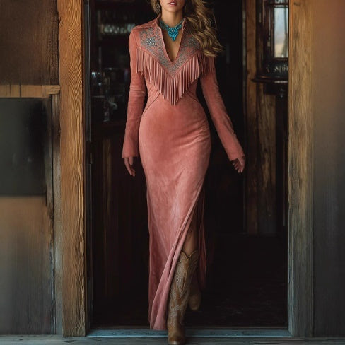 Women’s New Fall/Winter Long Dress | Elegant Long-Sleeve Seasonal Maxi Dress | Warm & Sophisticated A-Line Winter Gown | Modern Modest Fall Fashion Dress for Women