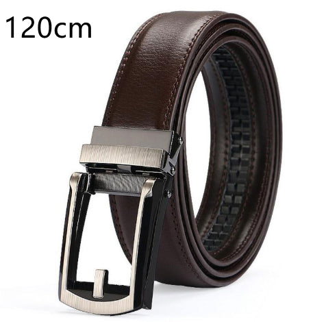 Men’s Luxury Two-Layer Cowhide Leather Belt | High-Sense Automatic Buckle Executive Waistband | Trendy Minimalist Sleek Ratchet Belt | Luxury-Label Statuesque Radiant Accessory | 2026 High-Fashion Emerald-Luxe Essential