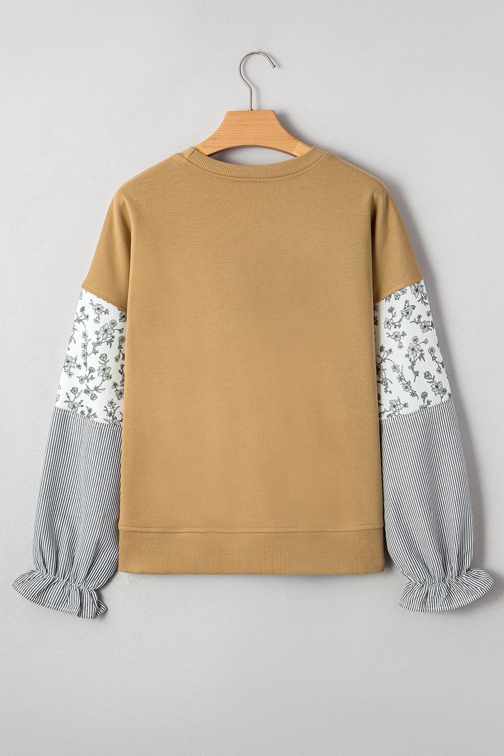 Threaded Pear Beazita Patchwork Ruffled Sleeve Sweatshirt