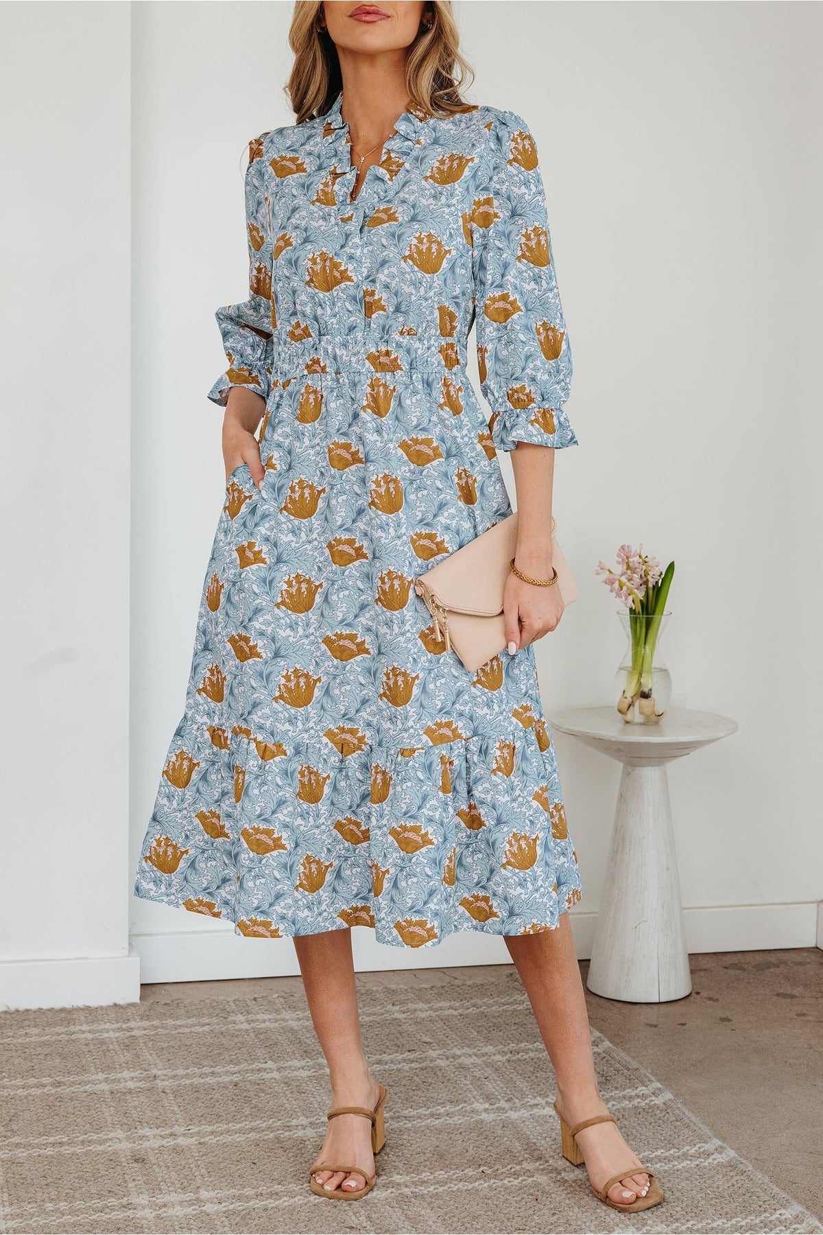 Threaded Pear Rosalee Bracelet Sleeve Long Dress