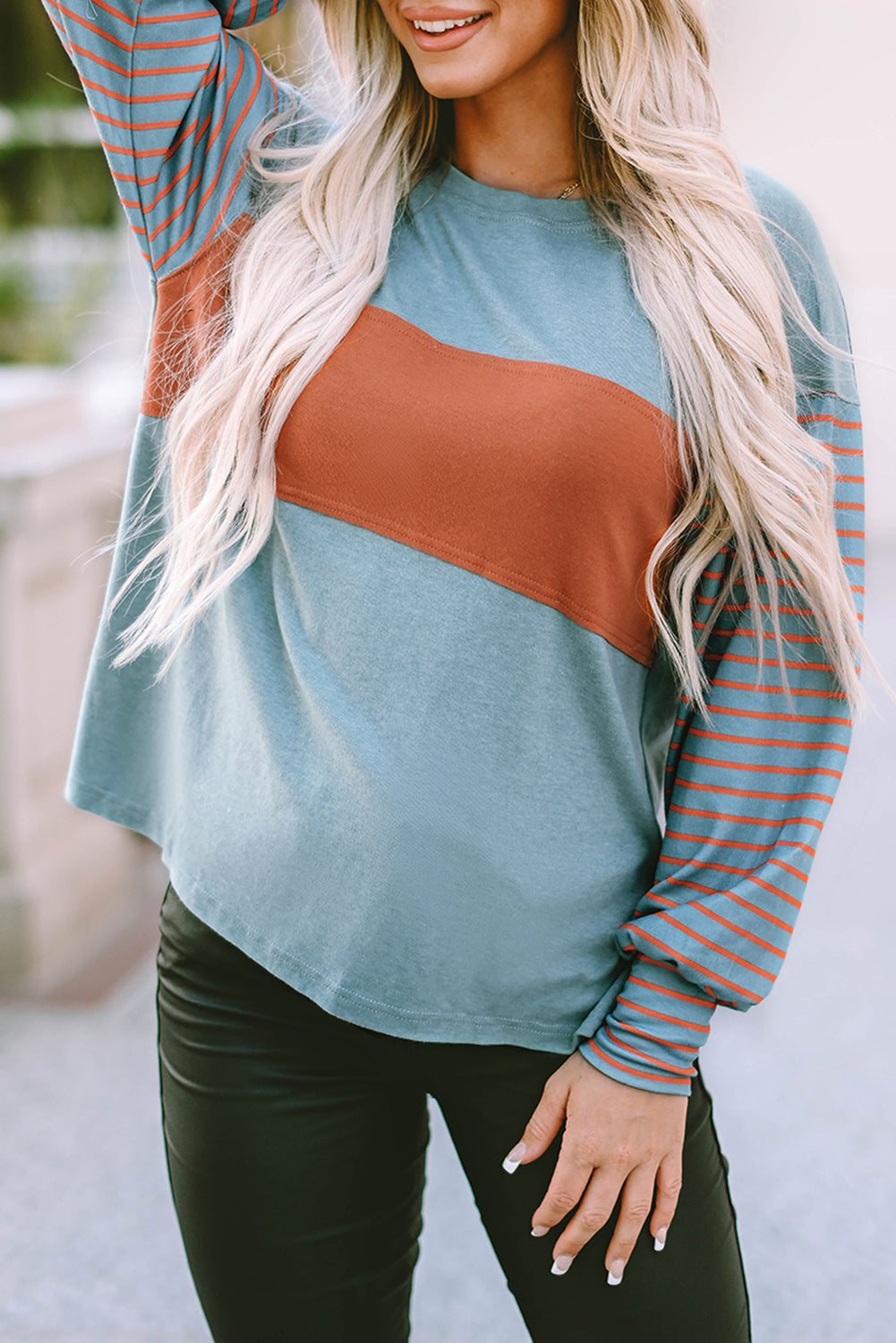 Threaded Pear Emma Striped Bishop Sleeve Top