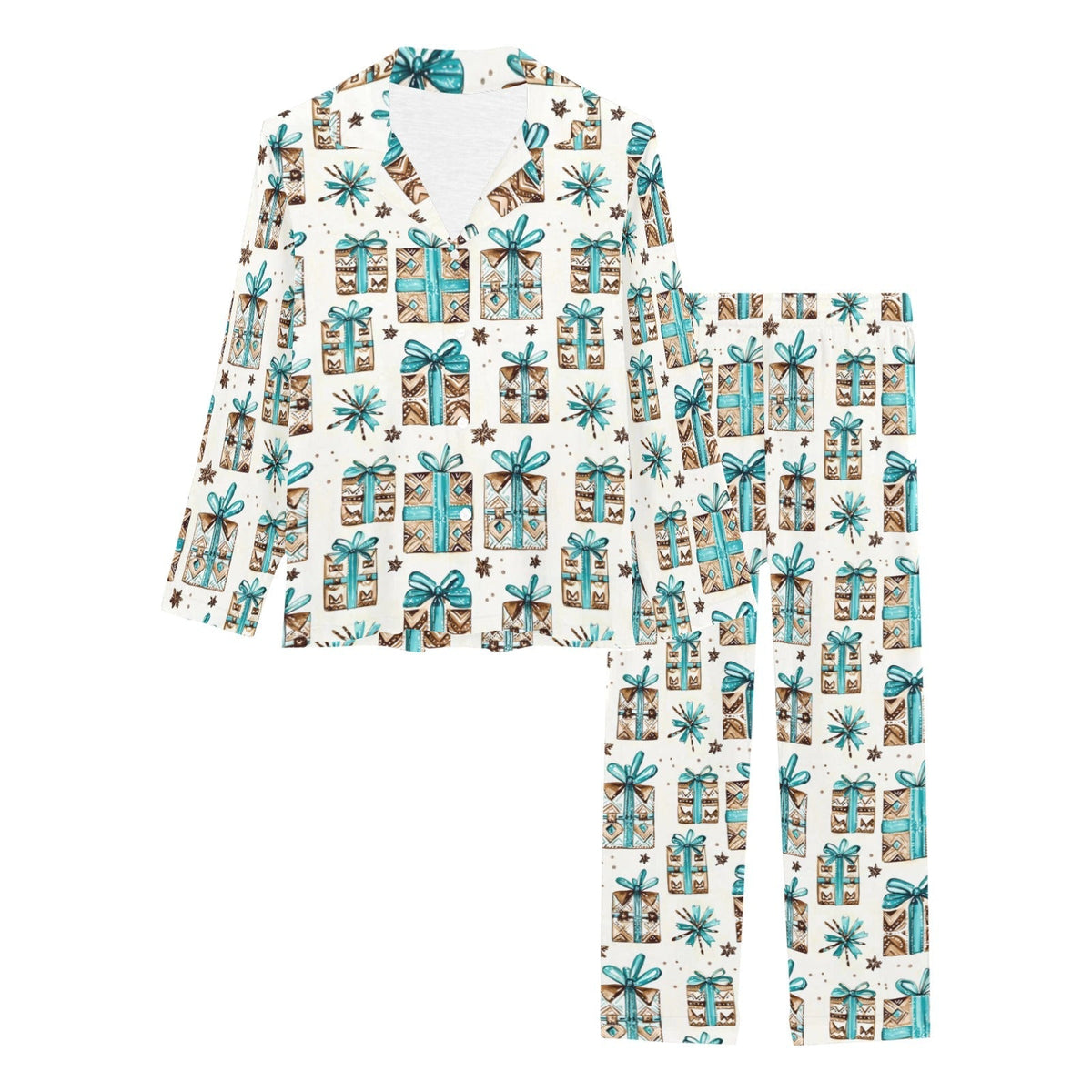 Baha Ranch Turquoise Christmas Presents Women's Western Pajamas