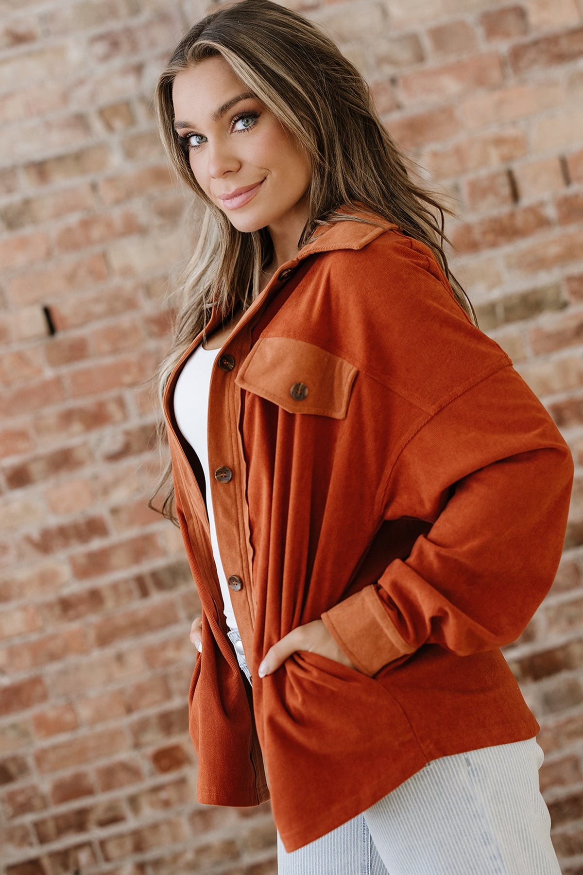 Threaded Pear Andrea Drop Shoulder Casual Shacket