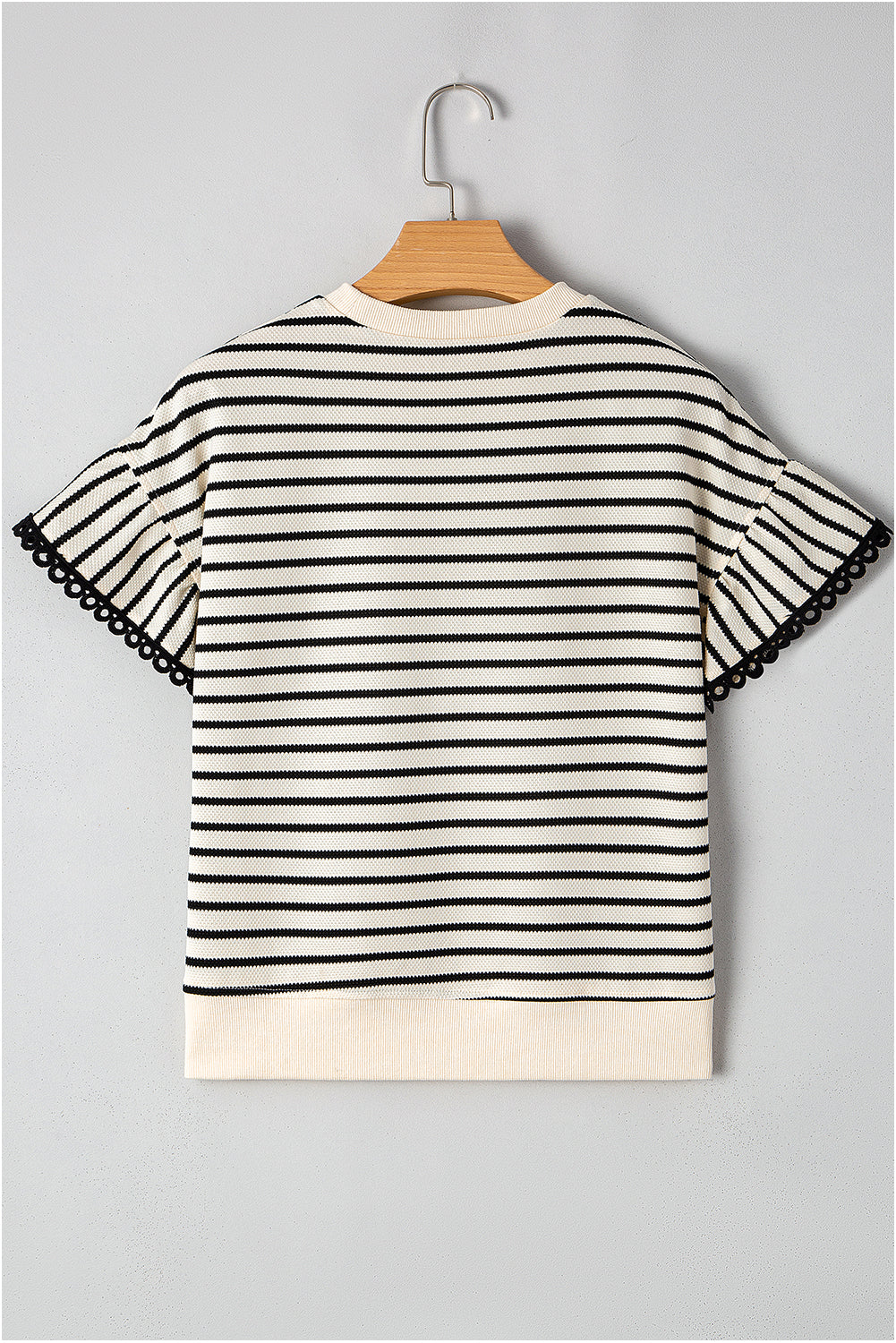 Threaded Pear Naya Scallop Lace Trim Ruffle Short Sleeves Top