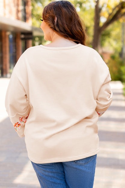 Threaded Pear Harmony Plus Size Flower Patched Top