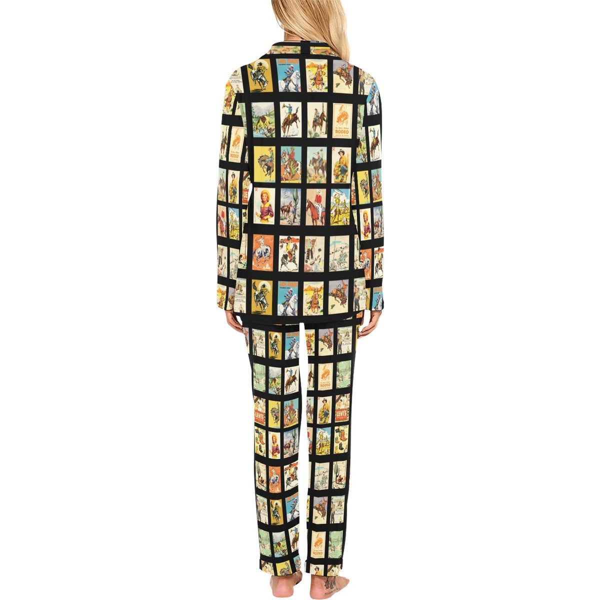 Baha Ranch Cowboy Collage Women's Western Pajama Set