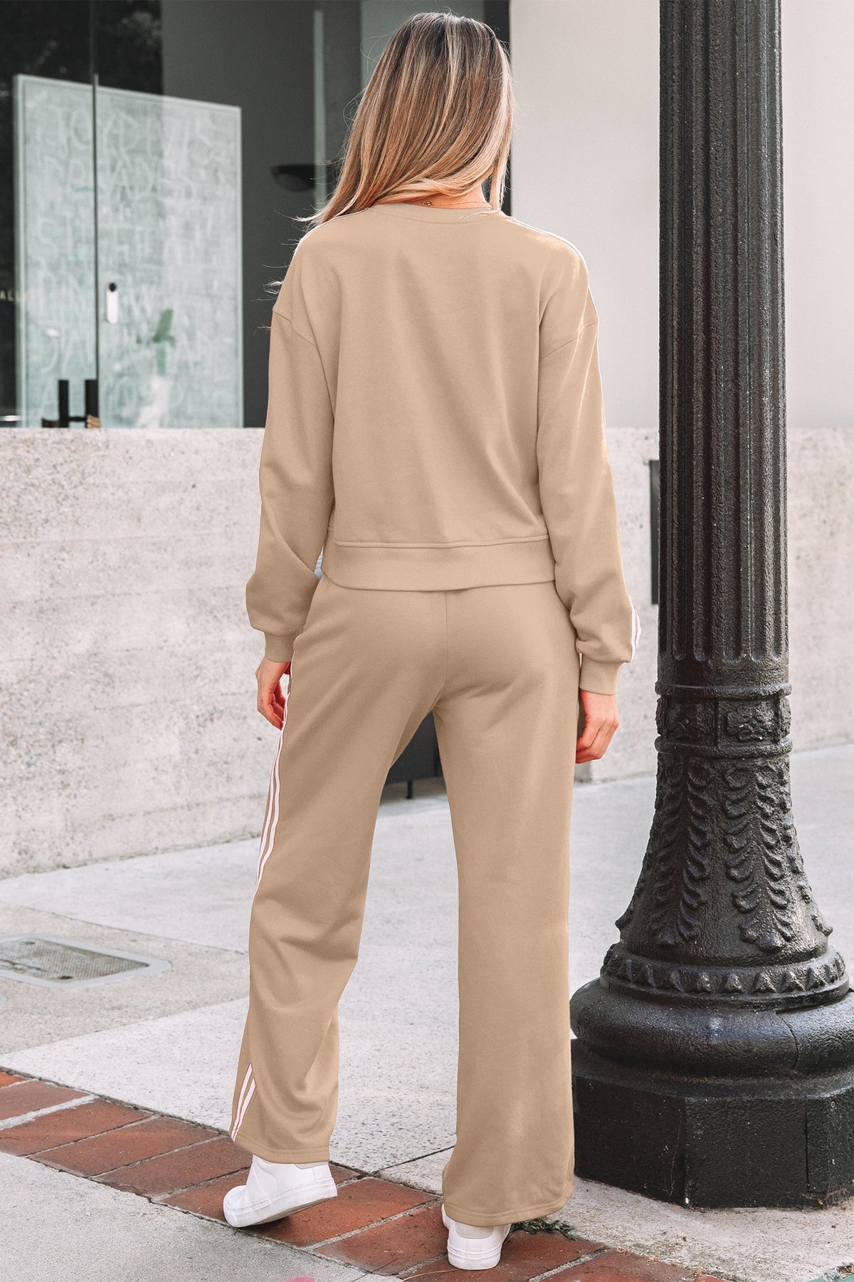 Threaded Pear Taylor Striped Detail Crewneck Pullover