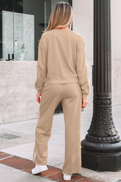 Threaded Pear Taylor Striped Detail Crewneck Pullover
