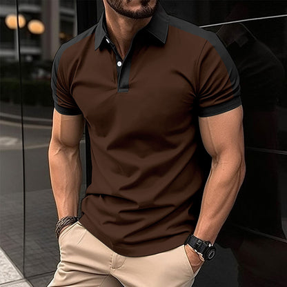 Men's Short Sleeve Business Casual Polo Shirt | Summer Lightweight Cotton Blend Dress Shirt | Premium Solid Color Semi-Formal Polo for Men