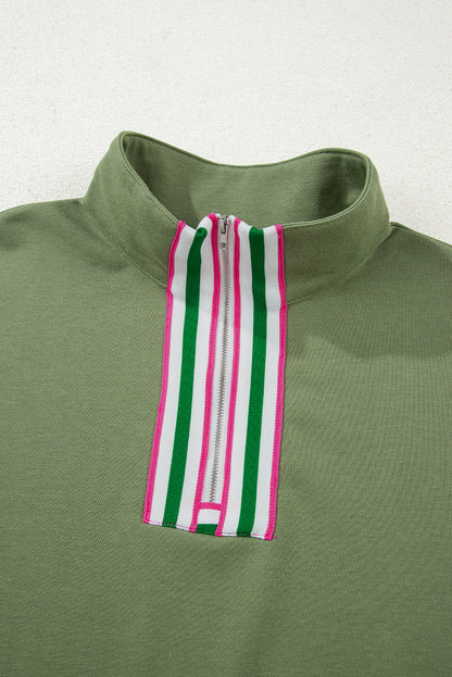 Threaded Pear Felitina Patchwork Zip Collar Pullover