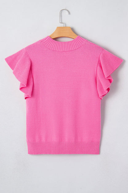 Threaded Pear Noelle Ruffle Short Sleeve Sweater