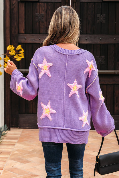 Threaded Pear Aubrey Brushed Star Oversize Sweater