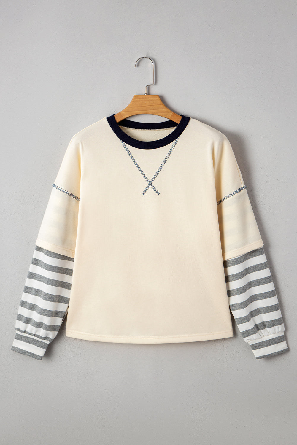 Threaded Pear Ashley Striped Long Sleeve Two-in-one Top