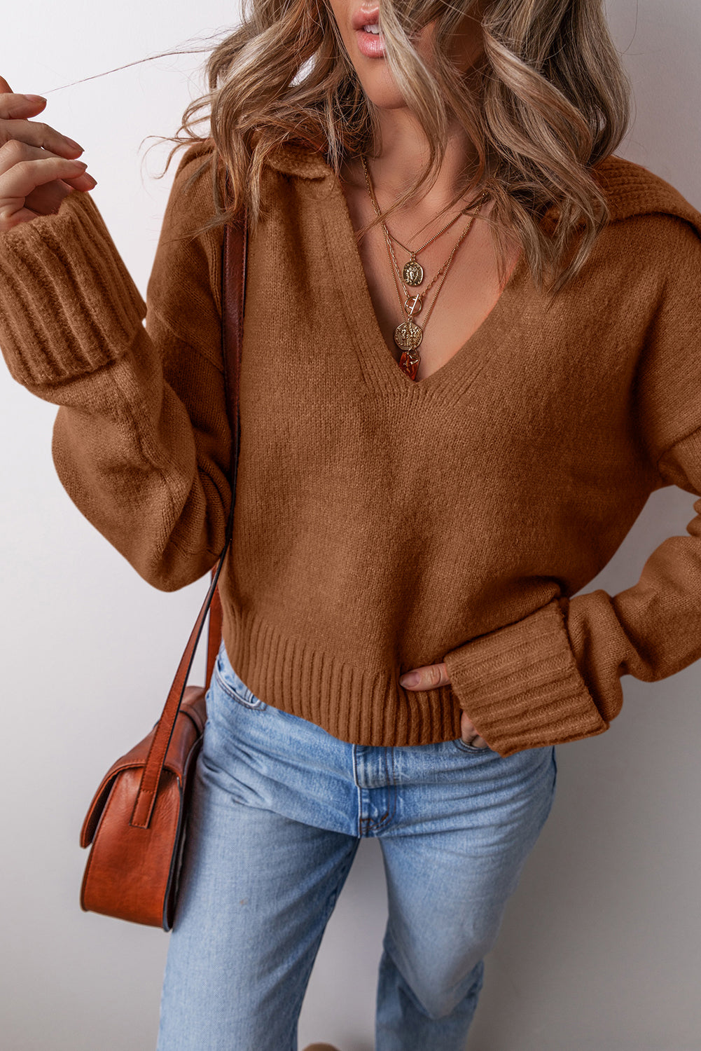 Threaded Pear Avery Edge Sexy Elegant Sweater