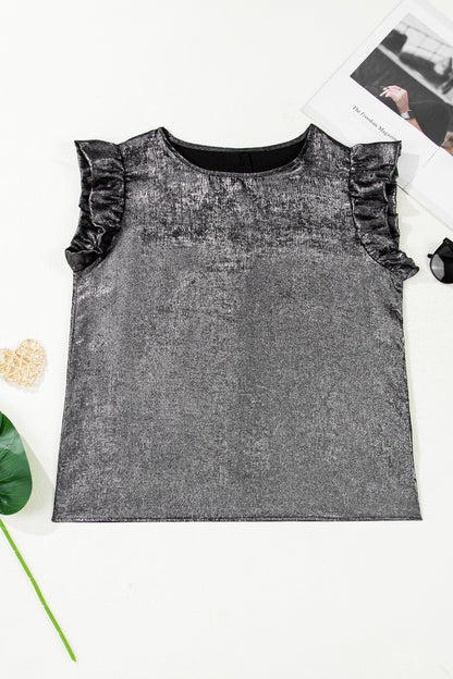 Threaded Pear Amelia Ruffle Trim Sleeveless Top