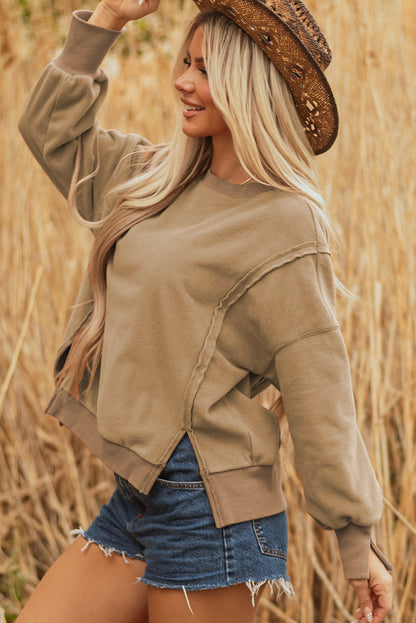 Threaded Pear TatumFuzzy Sherpa Splicing Pullover Sweatshirt