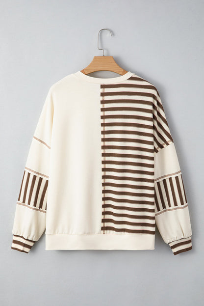 Threaded Pear Ariana Stripe Stitched Oversized Sweatshirt