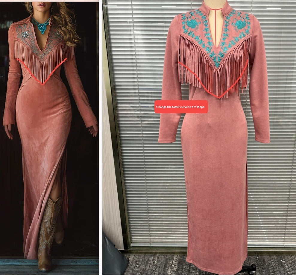 Women’s New Fall/Winter Long Dress | Elegant Long-Sleeve Seasonal Maxi Dress | Warm & Sophisticated A-Line Winter Gown | Modern Modest Fall Fashion Dress for Women