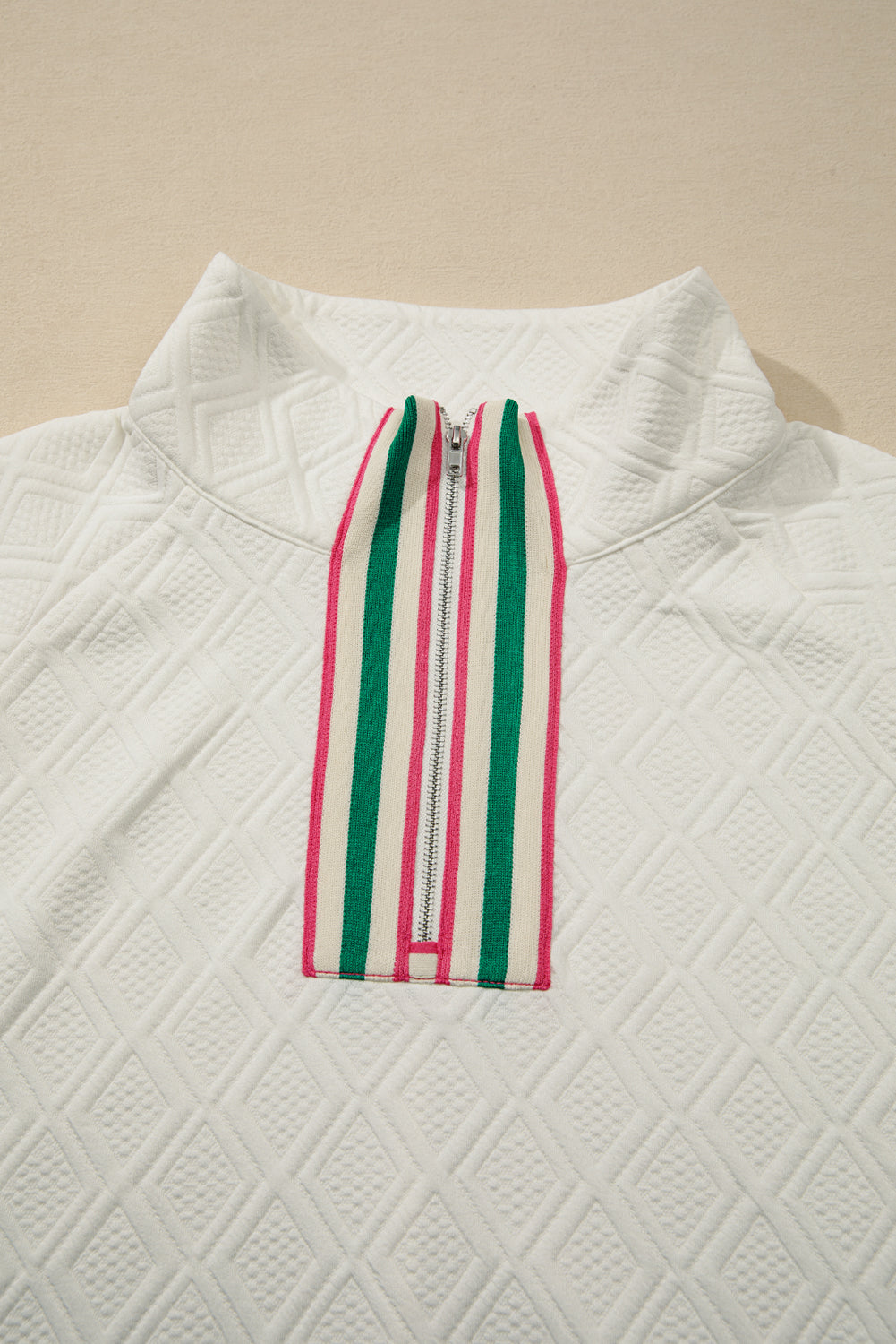 Threaded Pear Aria Striped Collar Baggy Sweatshirt