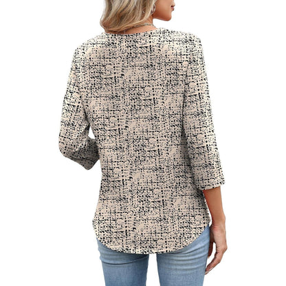 Women's V-Neck 3/4 Sleeve Blouse